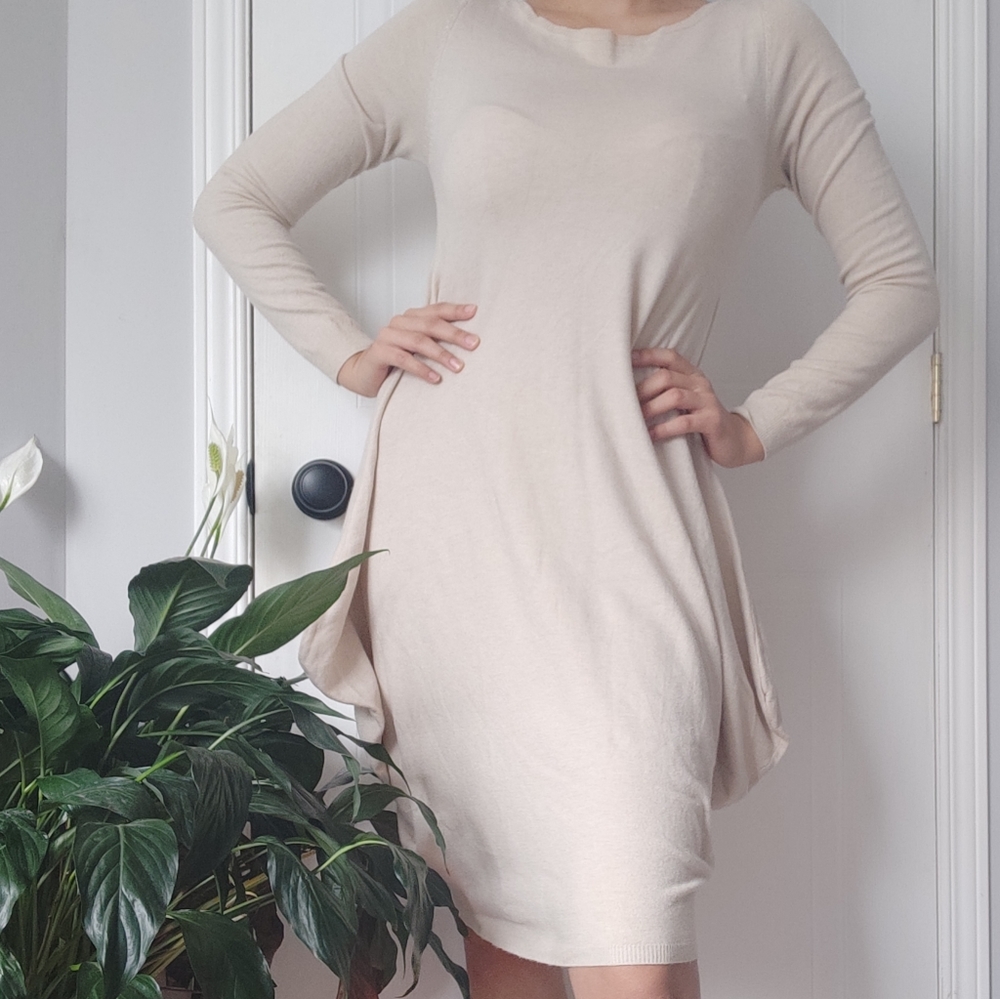 Beige long sleeved dress